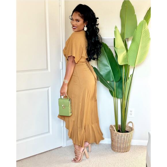 YFB V-Neck Lilly Wrap Maxi Dress Bronze Dolman Young Fabulous & Broke Revolve M - Picture 5 of 16